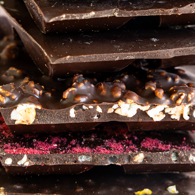image Close up of Belovd chocolate bar stack
