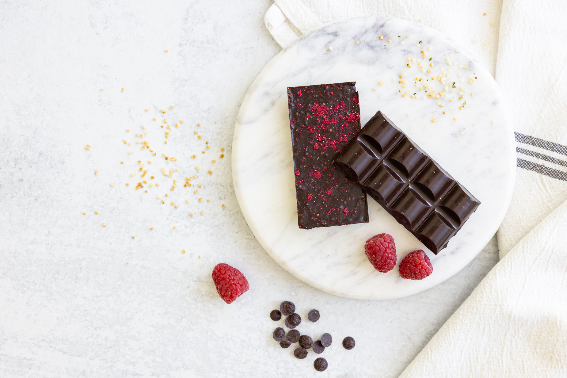 Belovd Raspberry Chocolate bars on a plate